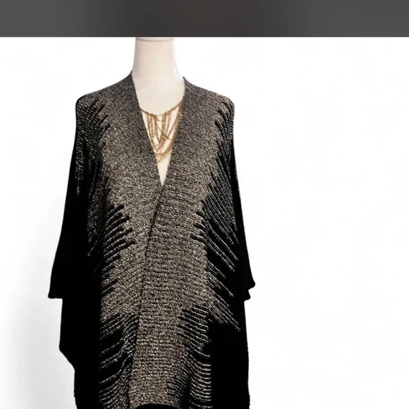 Elegant Black and Silver Women's Shawl - Picture 4 of 9